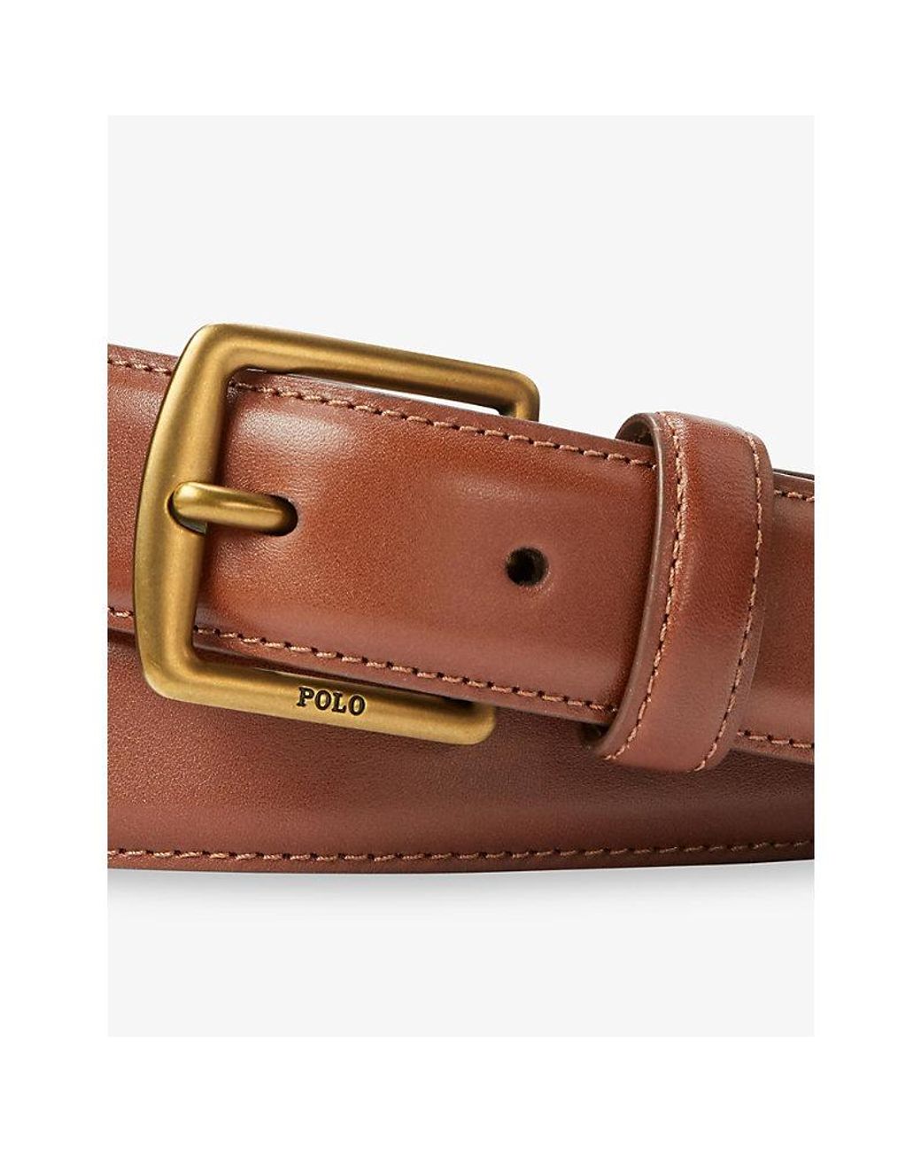 Polo Ralph Lauren Brown Logo Buckle Leather Belt for men