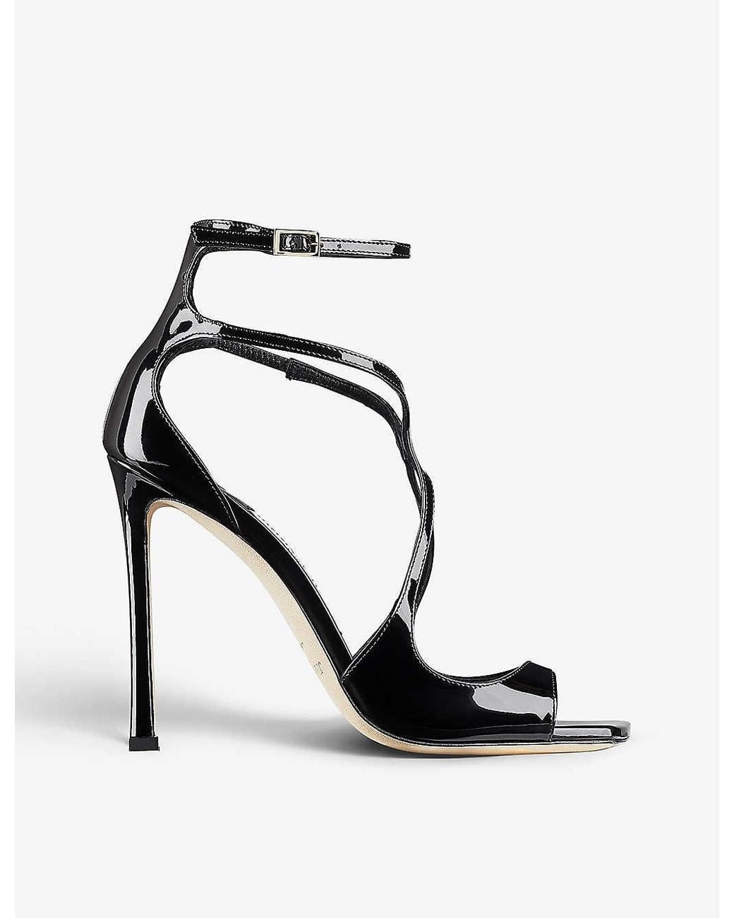 Jimmy Choo Azia 110 Strappy Patent Leather Sandals in Black | Lyst