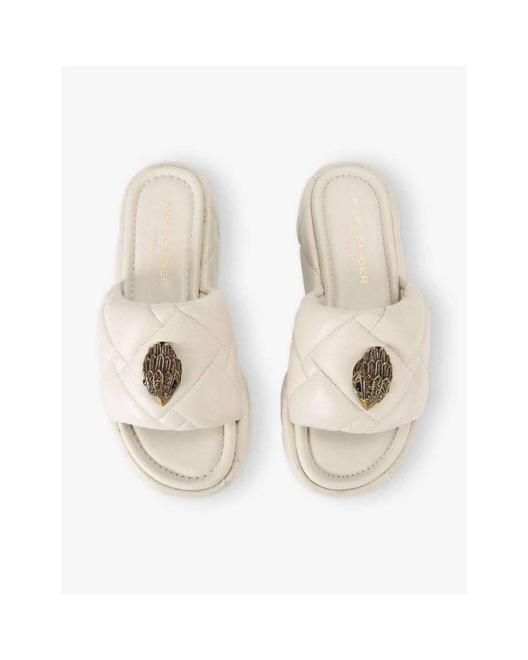 Kurt Geiger White Kensington Puff Flatform Leather Sandals