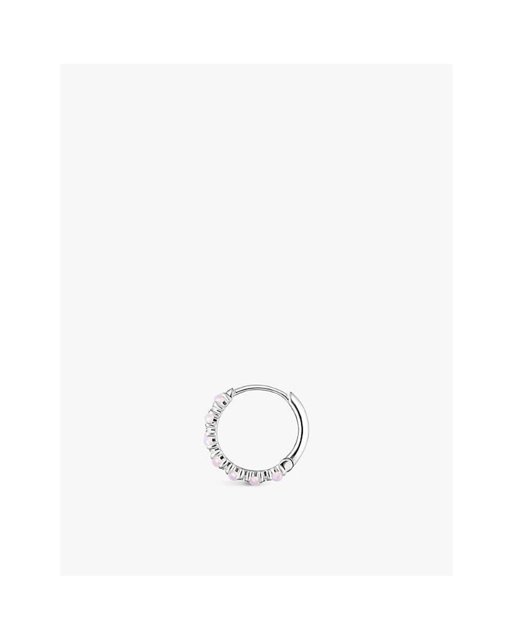 Thomas Sabo White Filigree Sterling- Glass-Stone And Zirconia Single Hoop Earring