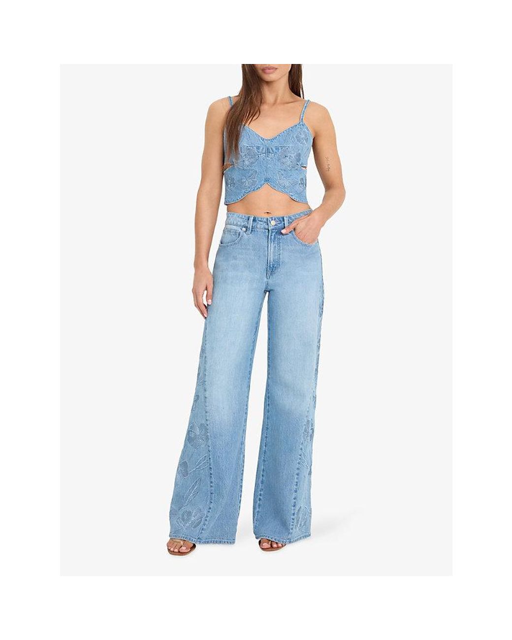 GOOD AMERICAN Blue Dolly's Joleans Good Waist Palazzo Denim Jeans