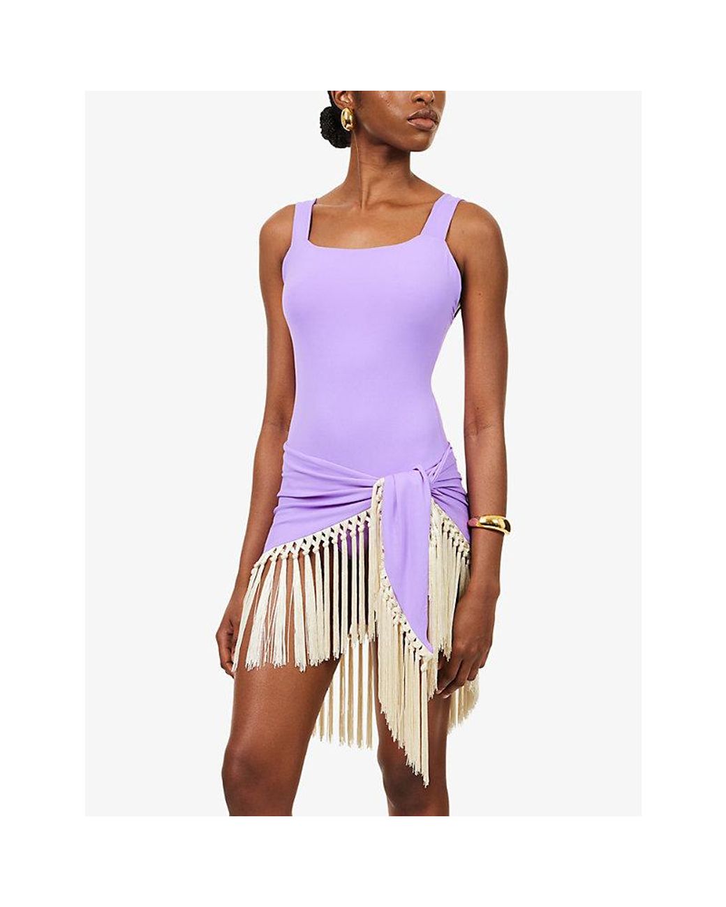 Taller Marmo Purple Square-Neck Mini Lido Swimsuit