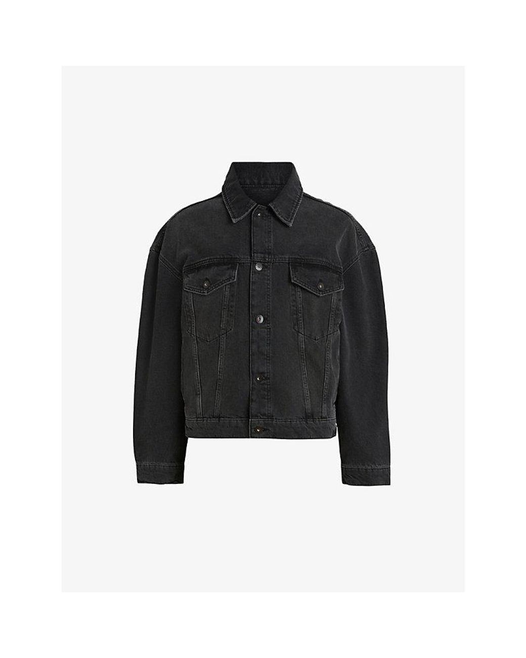 AllSaints Avets Patch-pocket Oversized Denim Jacket in Black for 