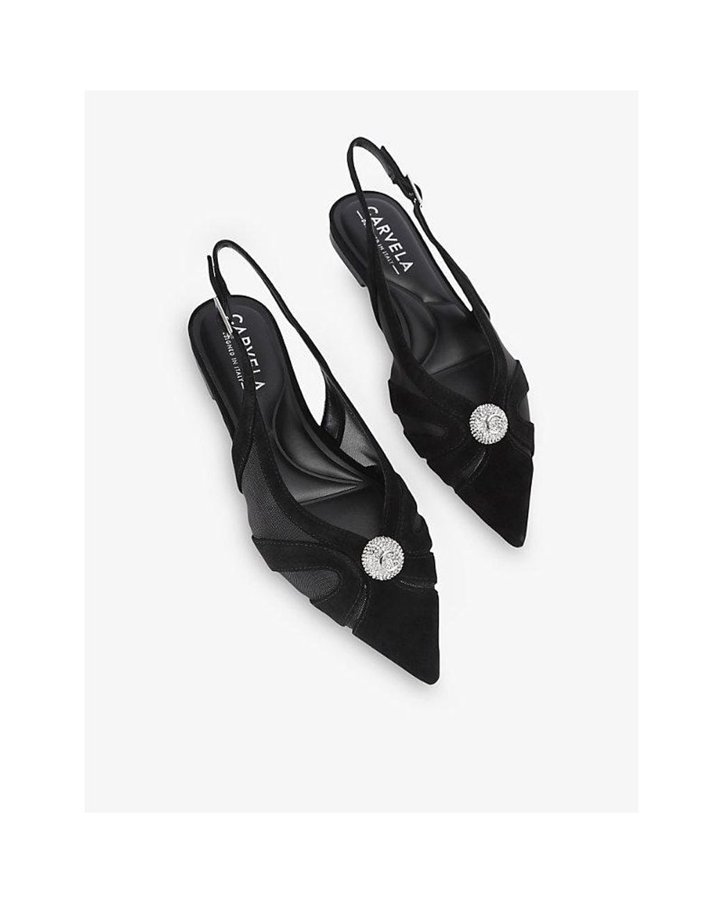 Carvela Kurt Geiger Black Lumera Suede Sling-Back Courts
