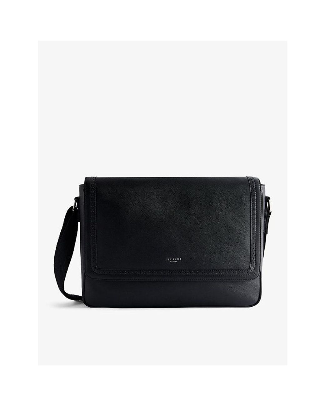 Ted Baker Conell Logo embossed Leather Messenger Bag in Black for Men Lyst