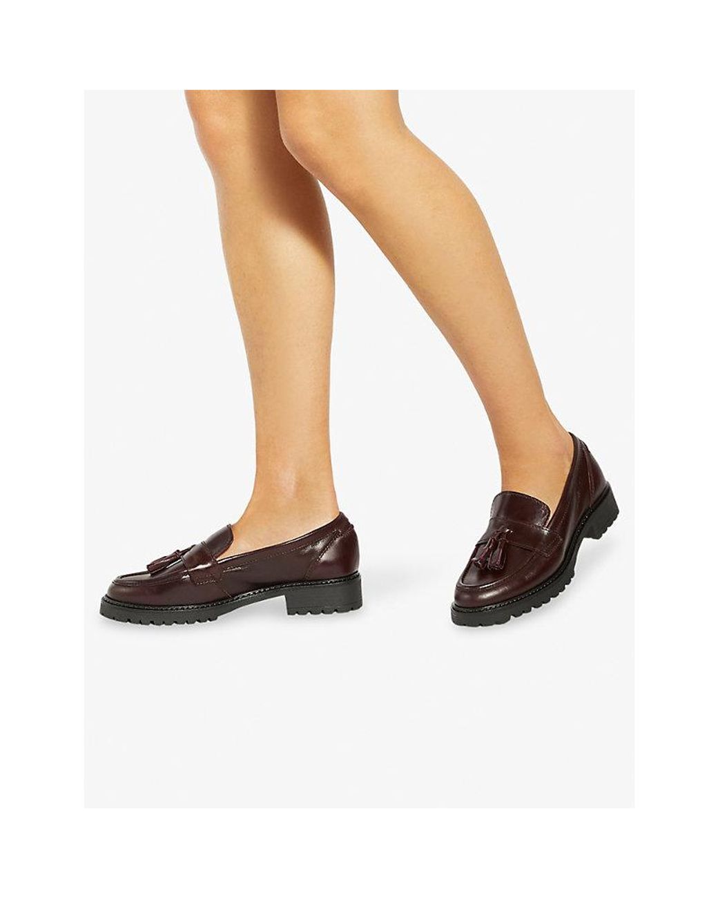 Dune Brown Gracelyn Wide-Fit Leather Loafers