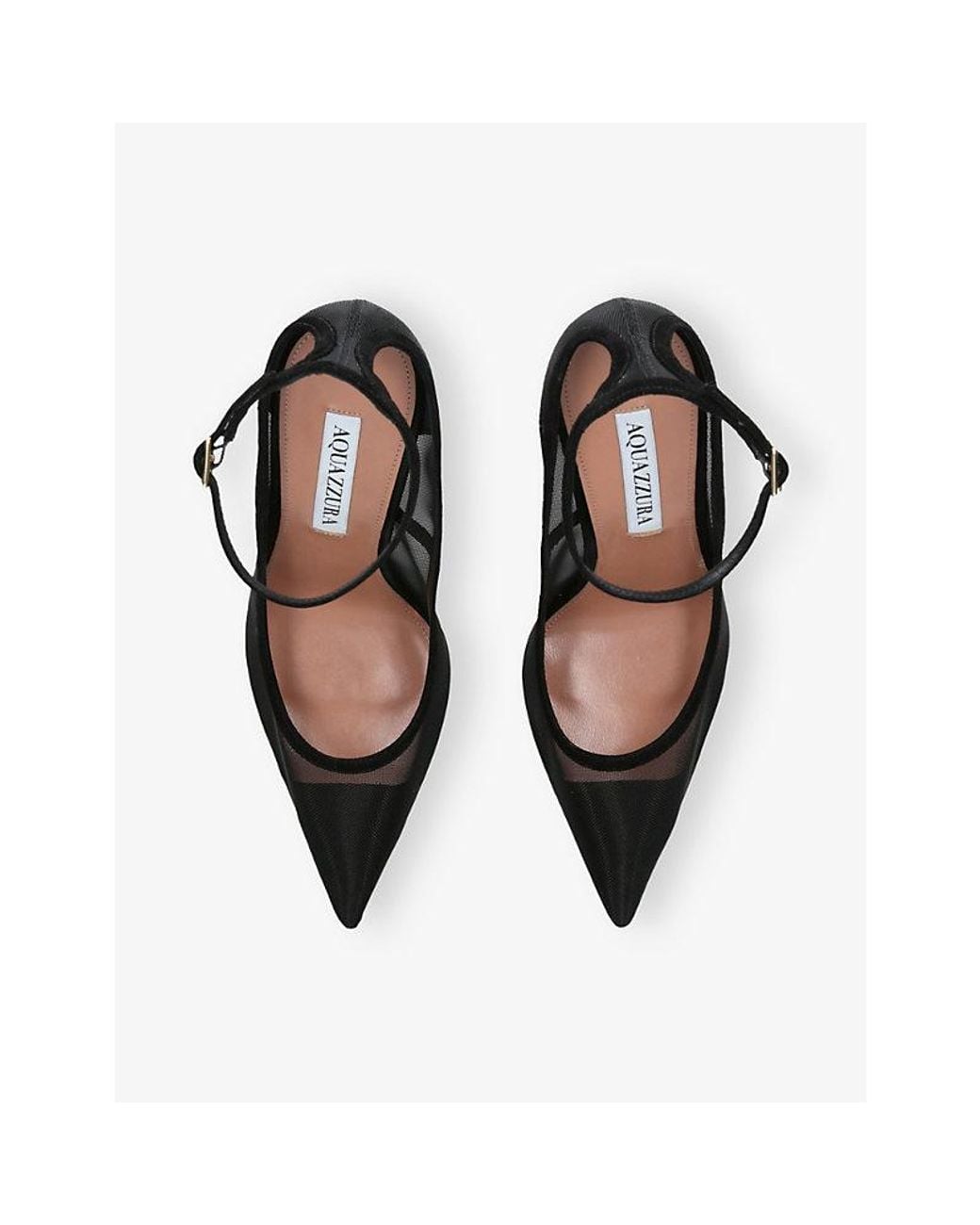 Aquazzura Black Love Affair 105 Mesh And Suede Courts
