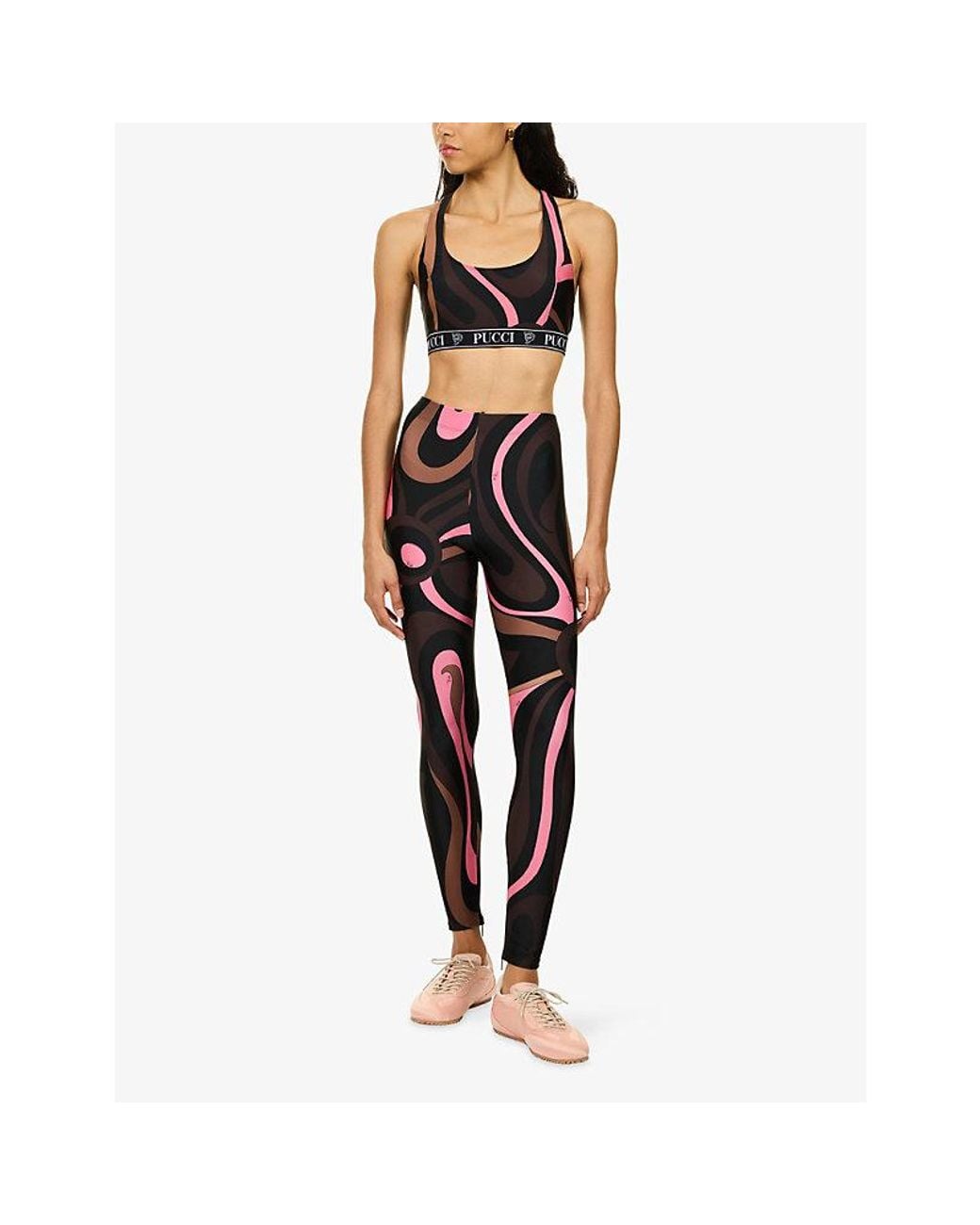 Emilio Pucci Black Printed Elasticated Sports Bra