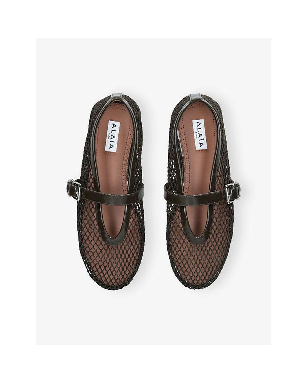 Alaïa Black Ballerina Mesh And Patent-Leather Ballet Flats