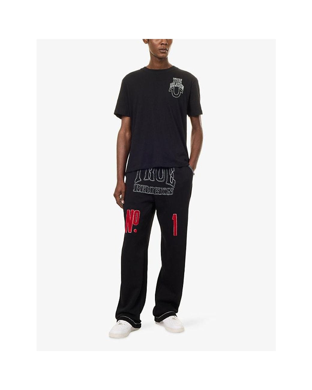 True Religion Black No1 Brand-Print Cotton T-Shirt for men