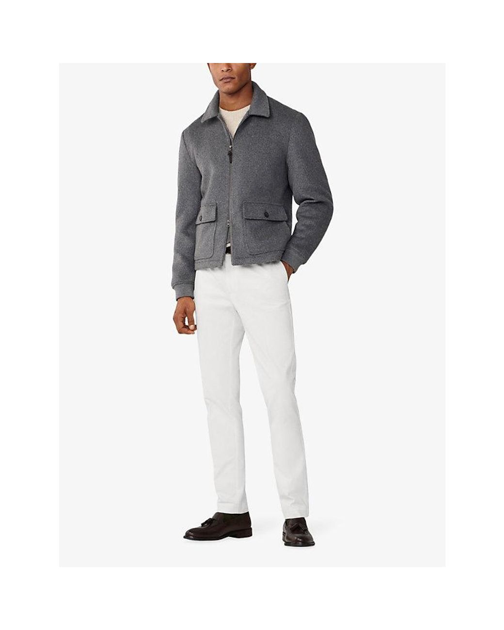 Hackett Gray Patch-Pocket Woven Jacket for men