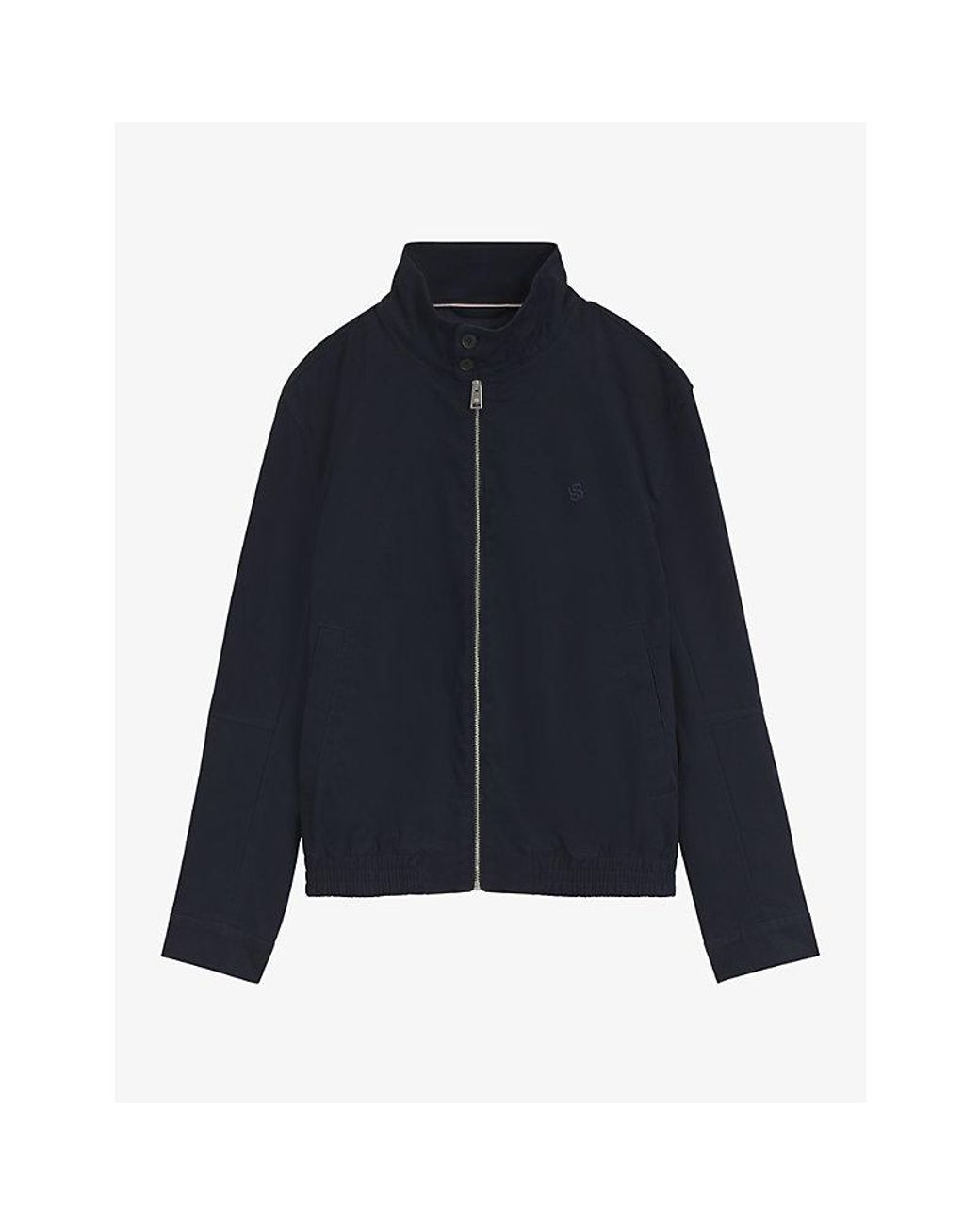 Boss Blue Brand-Embroidered Relaxed-Fit Stretch-Cotton Jacket for men
