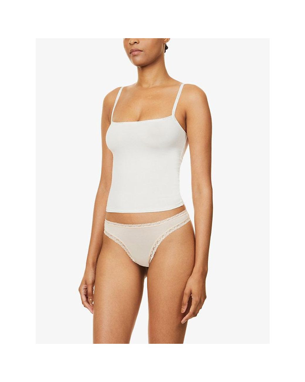 Stripe & Stare White Low-Rise Pack Of Four Stretch-Woven Thongs