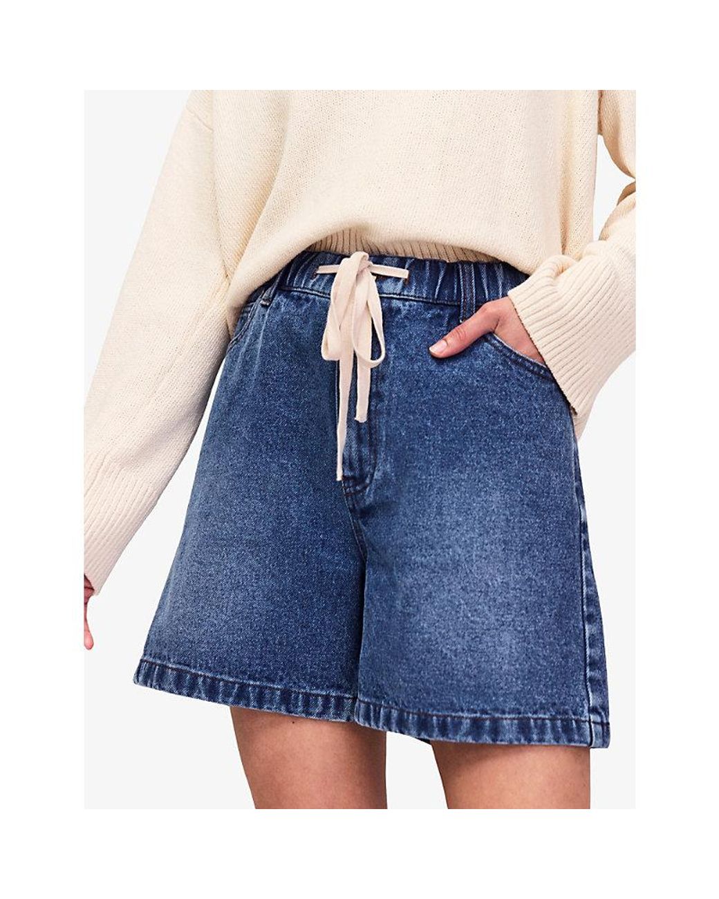 Ro&zo Blue Drawstring Elasticated-Waist Denim Shorts