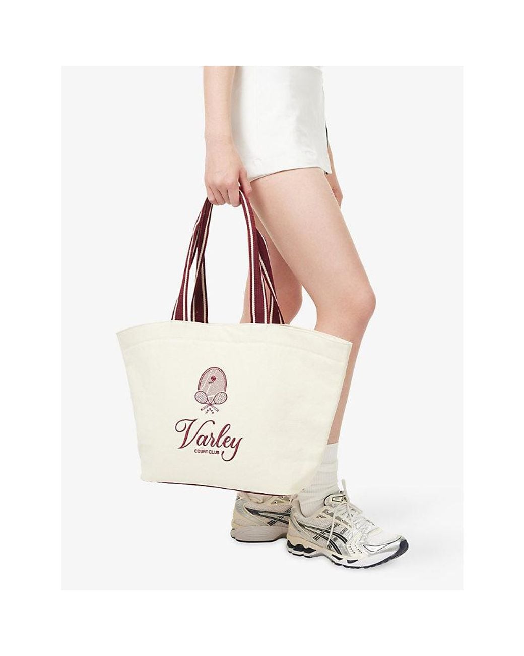 Varley White Robinson Embroidered Cotton Tote Bag