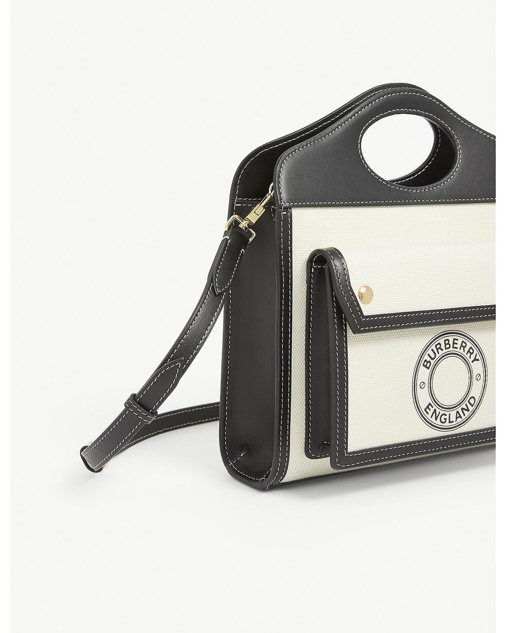 Burberry Mini Logo-print Canvas And Leather Pocket Bag in Black | Lyst