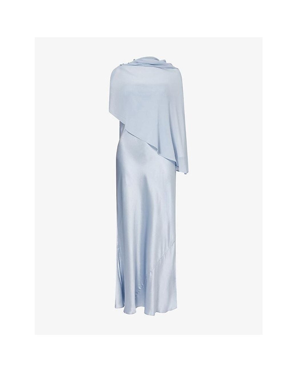 Reformation Blue Lilibeth Detachable-Cape Silk Midi Dress