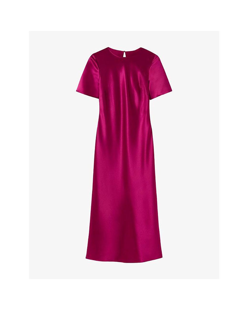 Whistles Purple Avery Twist-Detail Satin Midi Dress