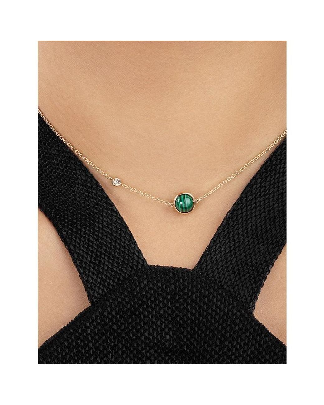 Piaget Metallic Possession 18Ct Rose- Malachite And 0.05Ct Diamond Necklace