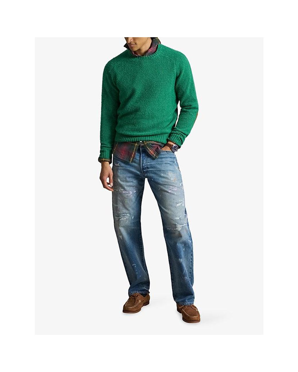Polo Ralph Lauren Green Elbow-Patch Wool And Cashmere Jumper for men