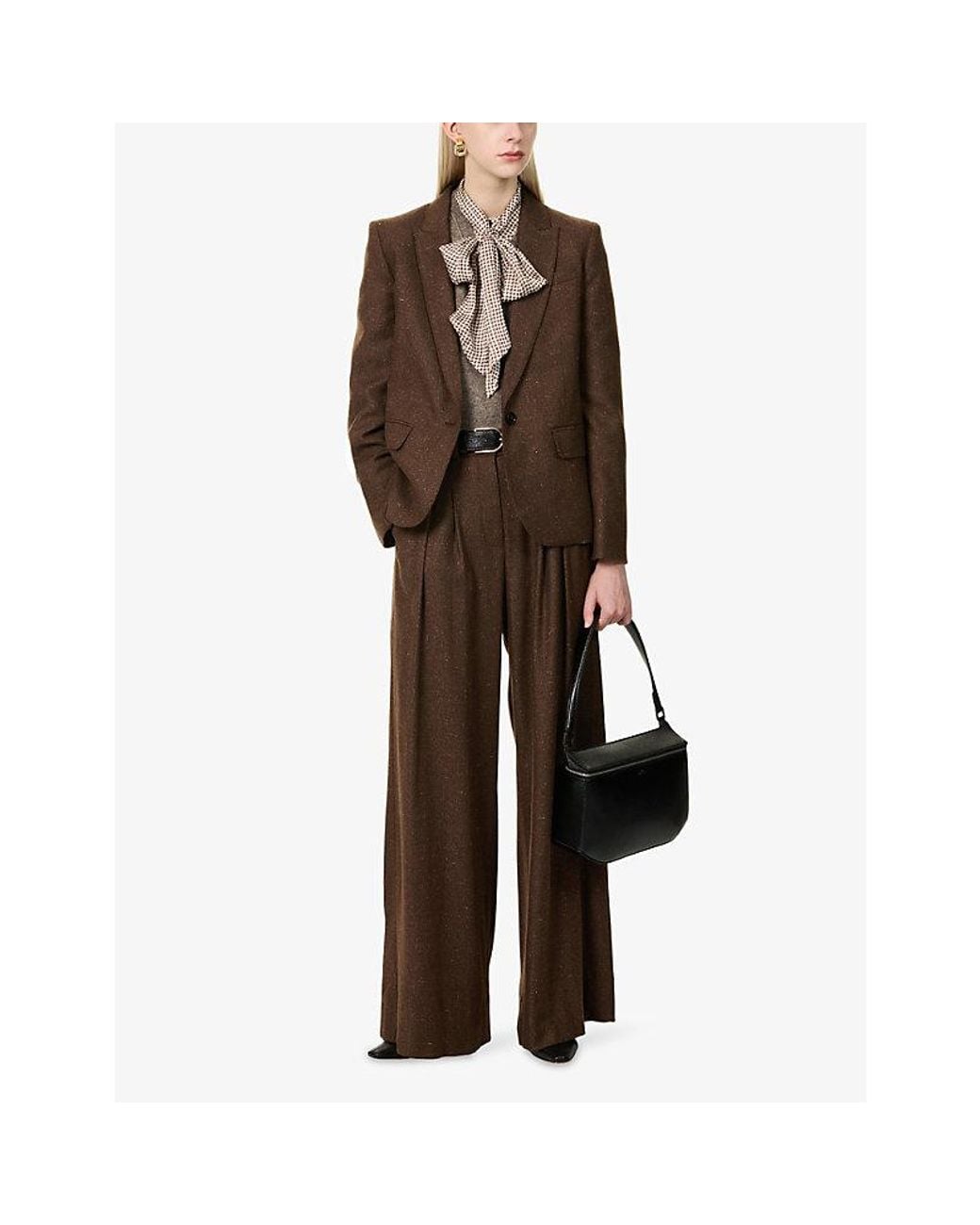 ME+EM Brown Flecked Single-Breasted Woven Blazer