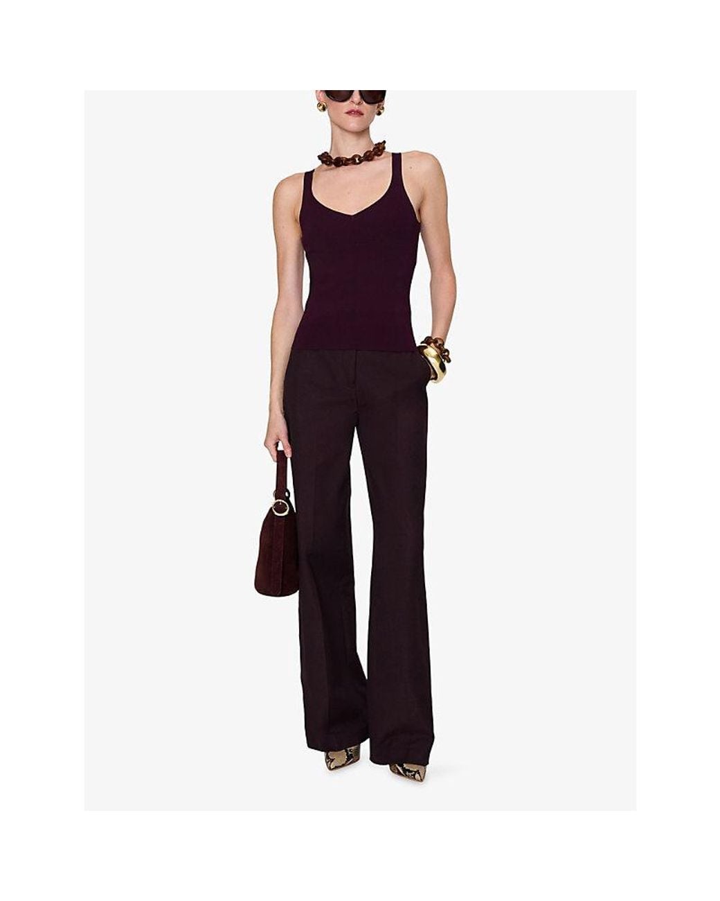 Joseph Purple Joann Compact Milano Woven Tank Top