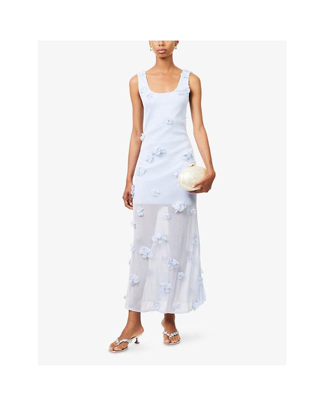 Jonathan Simkhai White Ivi Floral-Appliqué Knitted Midi Dress