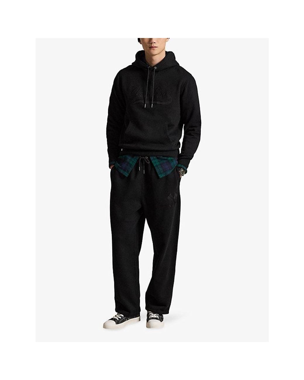 Polo Ralph Lauren Black Yankees Logo-Embroidered Cotton-Blend Jogging Bottoms for men