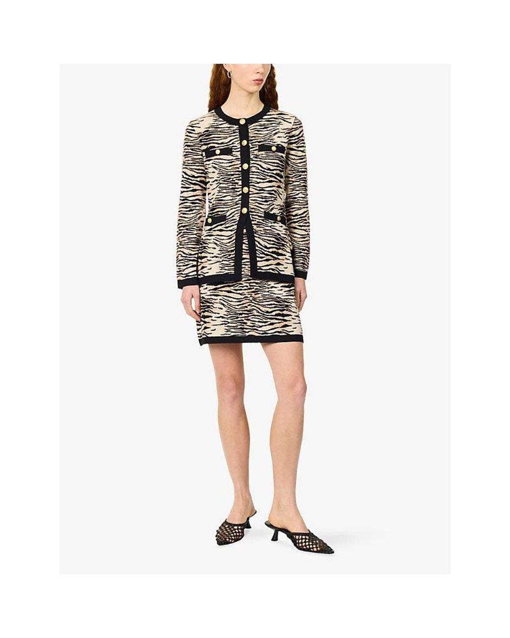 Rixo Brown Raylene Printed Knitted Cardigan