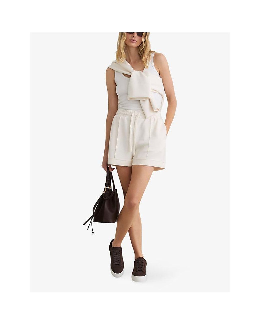 Reiss White Bea Knitted Shorts