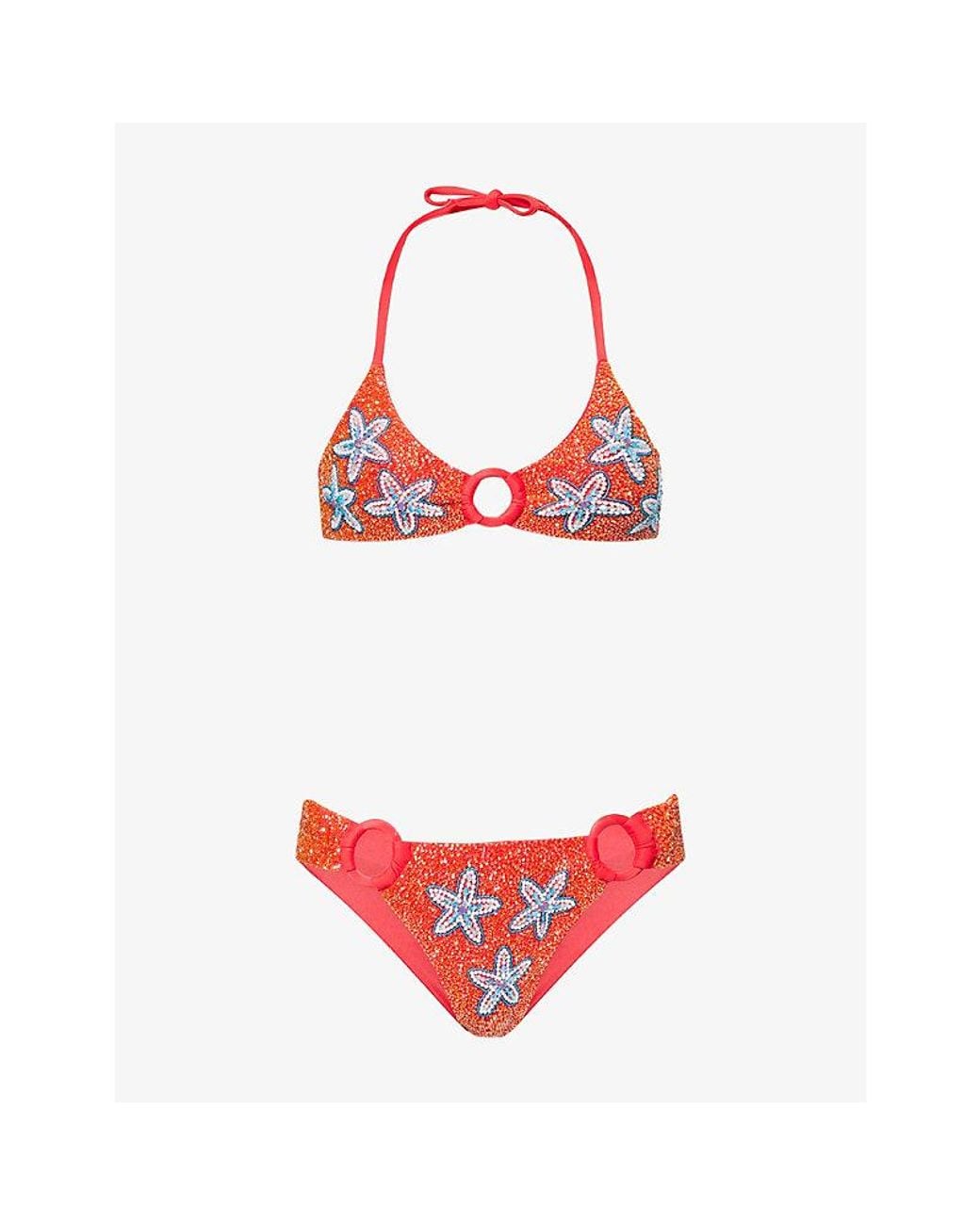 Oceanus Red Mia's Marina Beaded Bikini Set