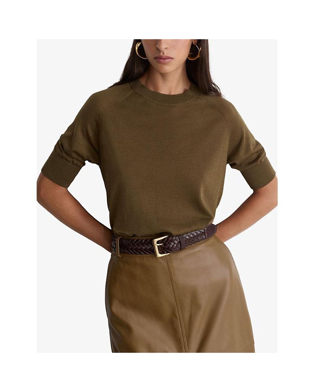 Reiss Brown Penelope Woven Leather Belt