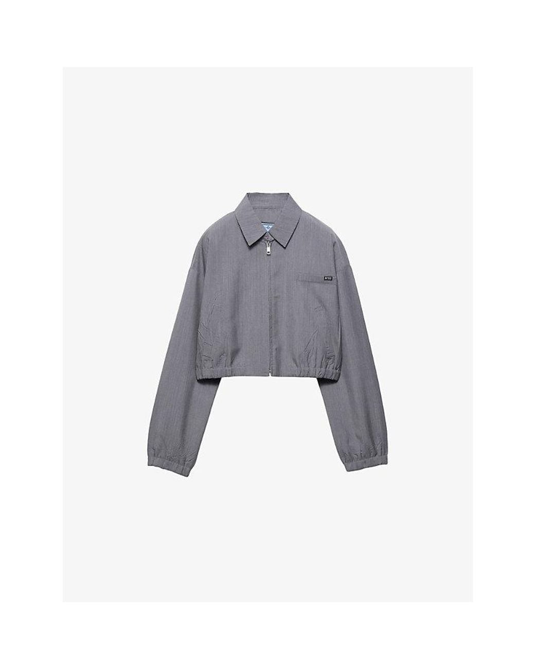 Prada Gray Light Mohair Wool Blouson Jacket