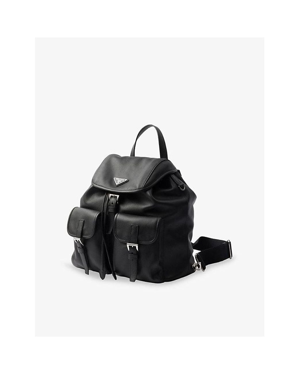 Prada Black Logo-Embellished Medium Leather Backpack