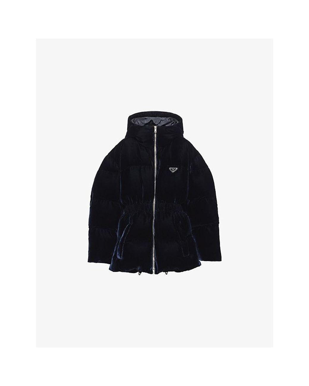 Ameri　VELVET DOWN JACKET Prada Velvet Down Jacket in Blue | Lyst