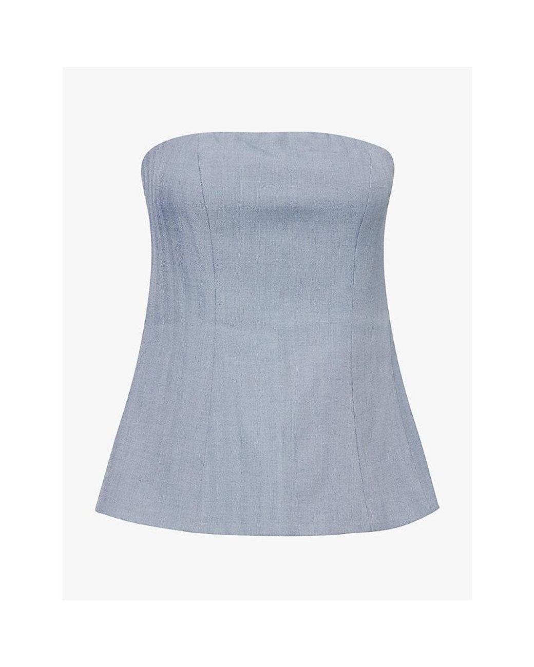Dissh Blue Peyton Sleeveless Woven Bustier Top