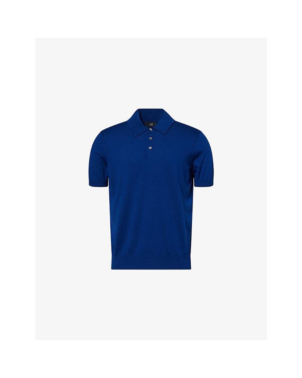 Dunhill Blue Fine-Knit Short-Sleeves Cotton And Silk Polo Shirt for men