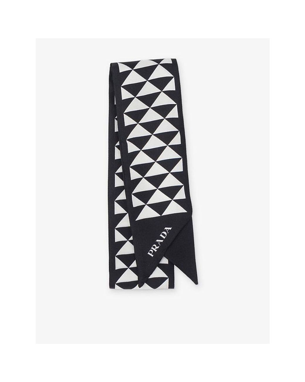Prada White Printed Silk Tie for men