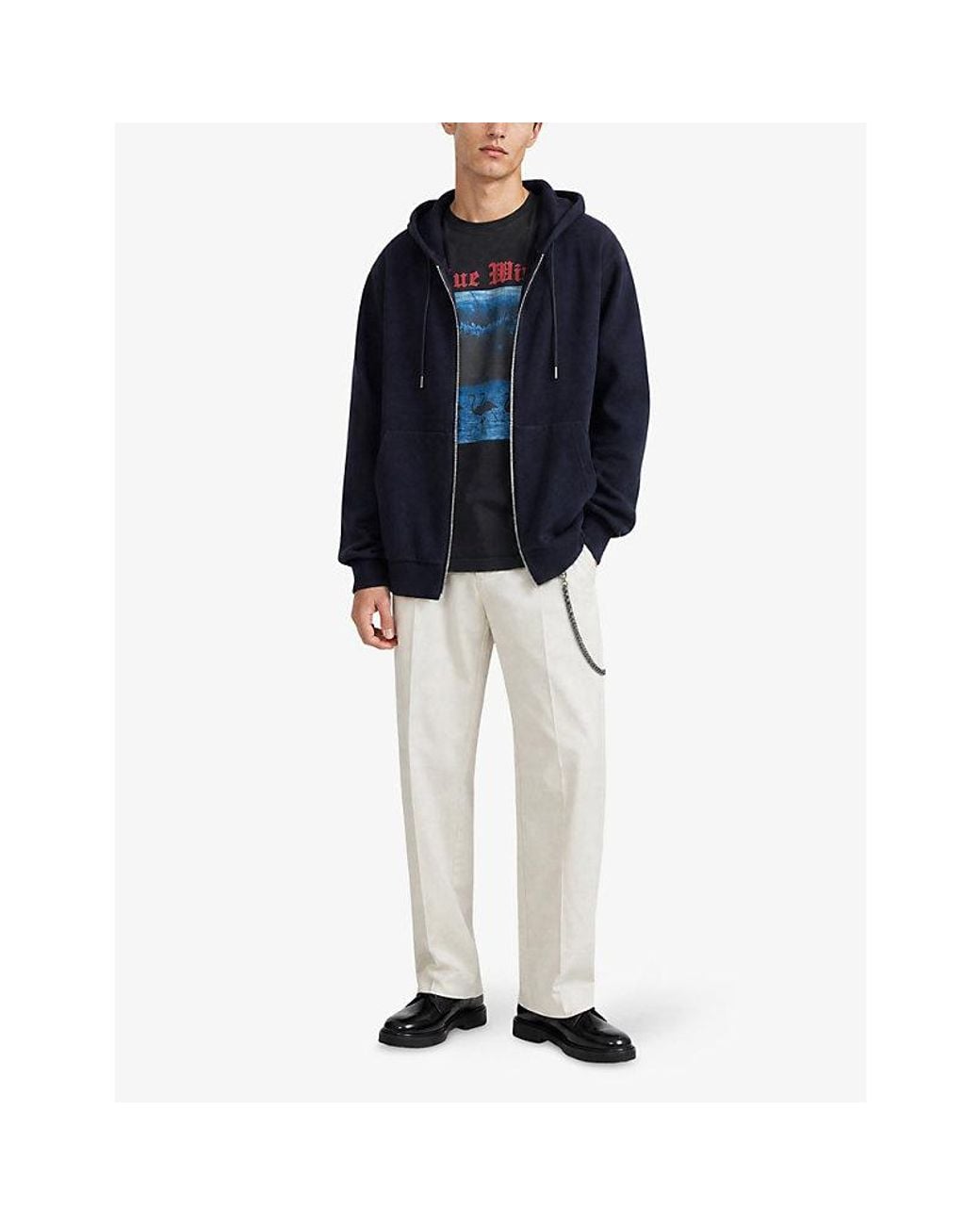 The Kooples Blue Hooded Zip-Up Wool-Blend Cardigan for men