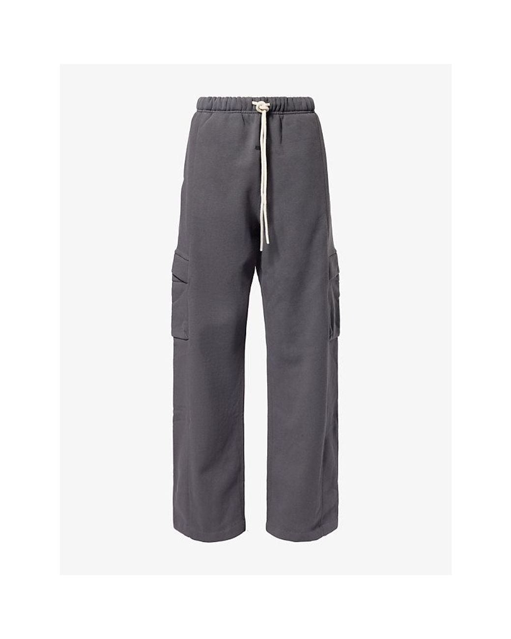 Fear Of God Gray Cargo Relaxed-Fit Cotton-Fleece Jogging Bottoms