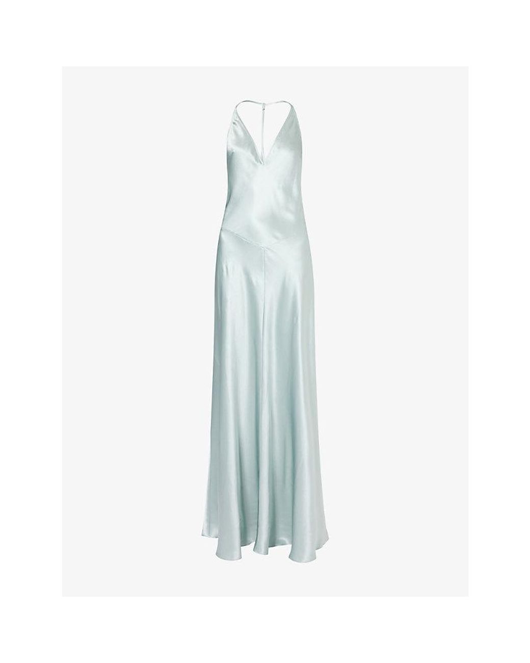 Reformation Blue Lara V-Neck Silk Maxi Dress