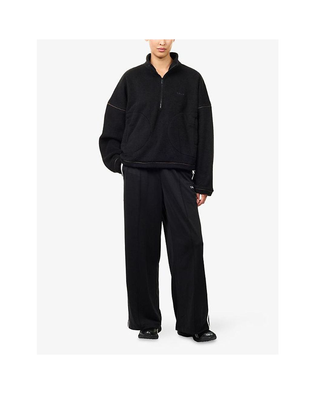 WE Are Tala Black Brand-Embroidered Fleece Jacket
