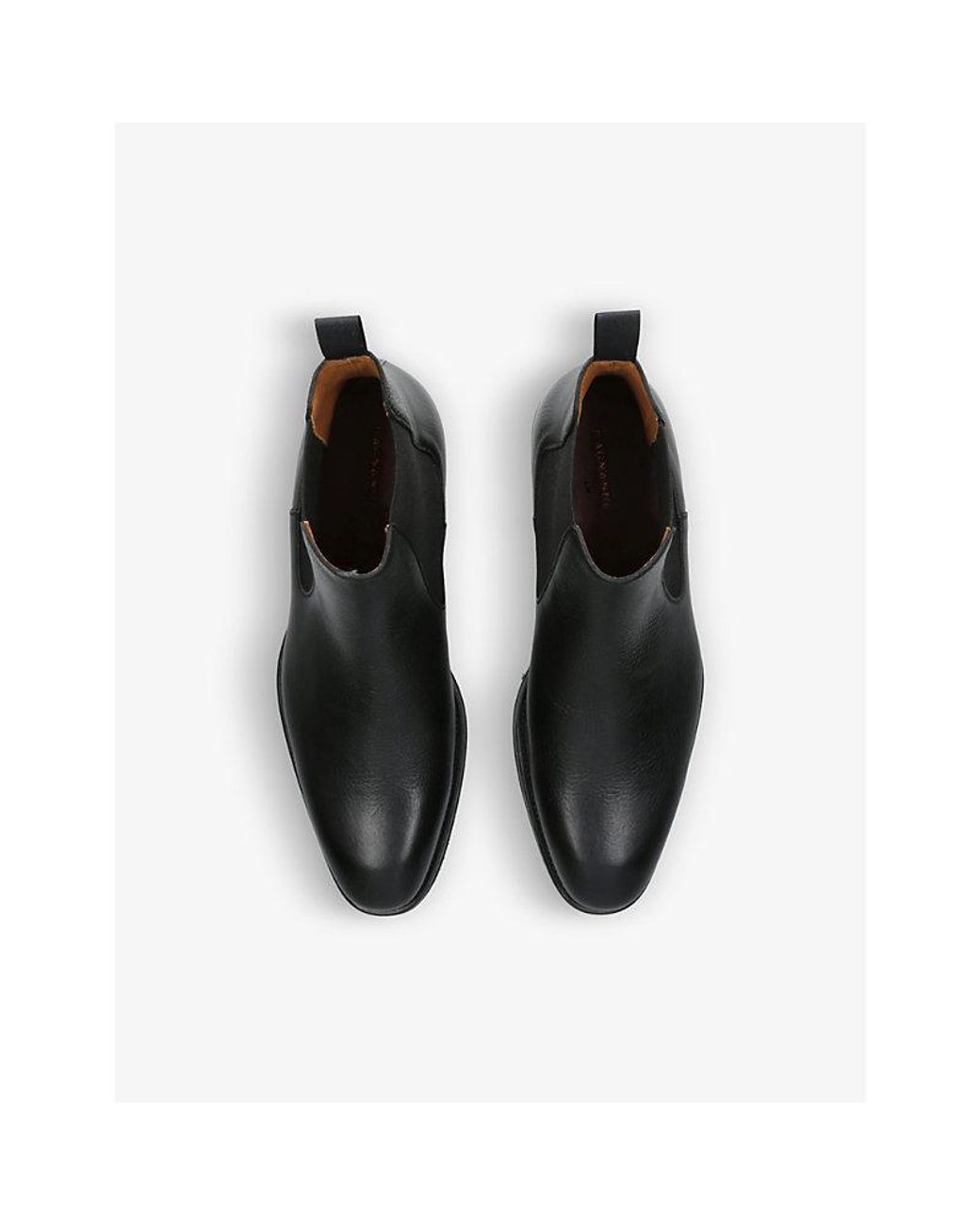 Magnanni Shoes Black Grained Leather Chelsea Boots for men