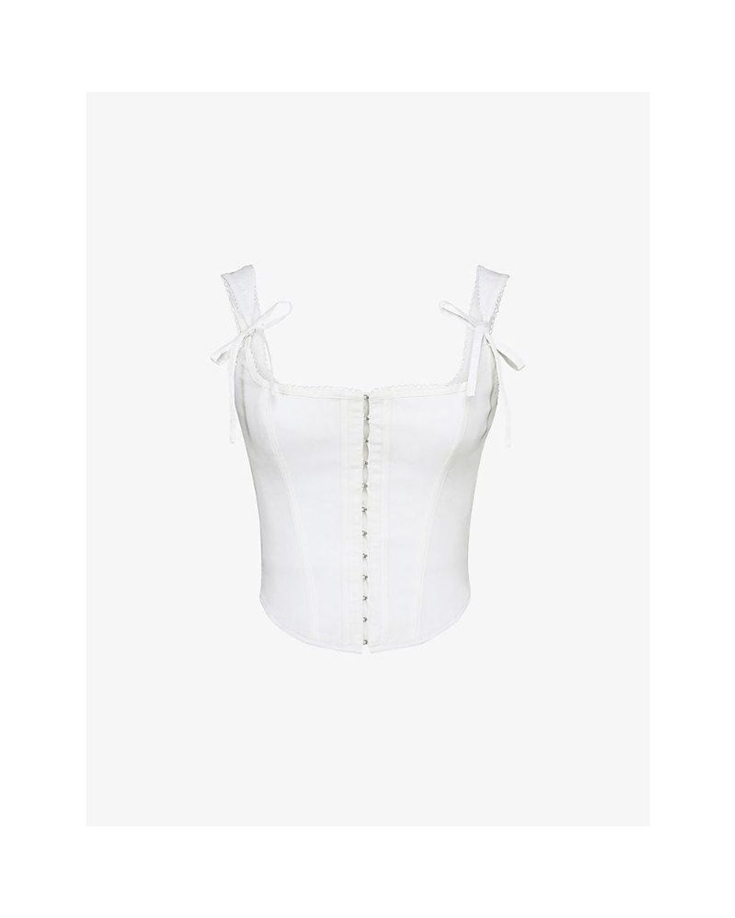 トップス Kikki Corset Top. House of CB HOUSE OF CB Kikki Bow Crop Lace-Up Stretch Cotton Twill Corset Top