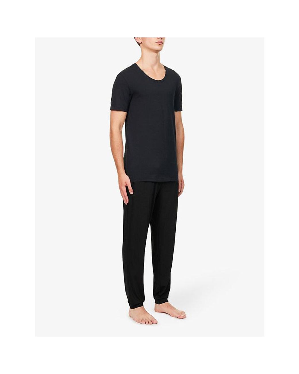 Hanro Black Basics Stretch-Cotton T-Shirt for men