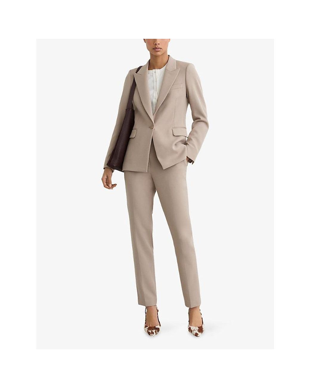 Reiss Gray Gabi Straight-Leg Stretch-Woven Trousers