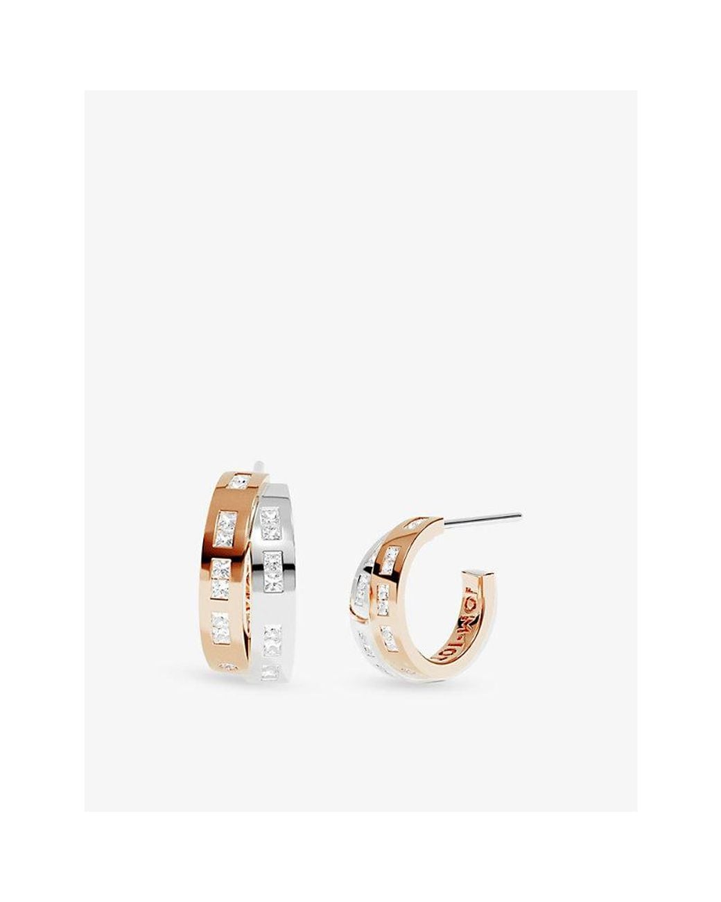 Apm Monaco White Toi Et Moi Rhodium 18Ct Rose- Plated Alloy And Cubic Zirconia Earrings
