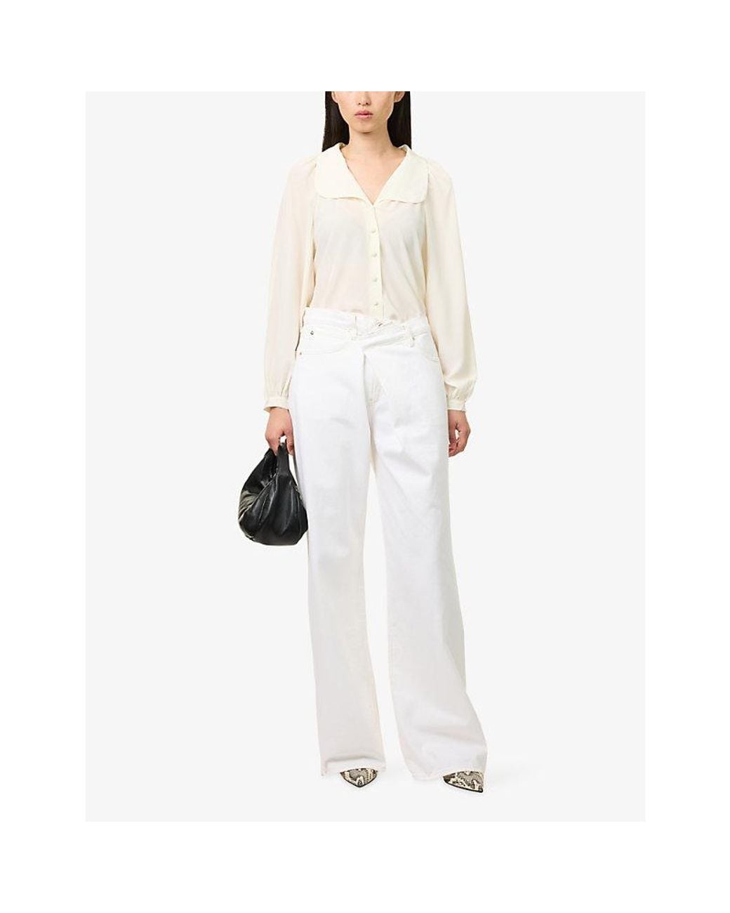 FRAME White The Gala Collared Silk Shirt