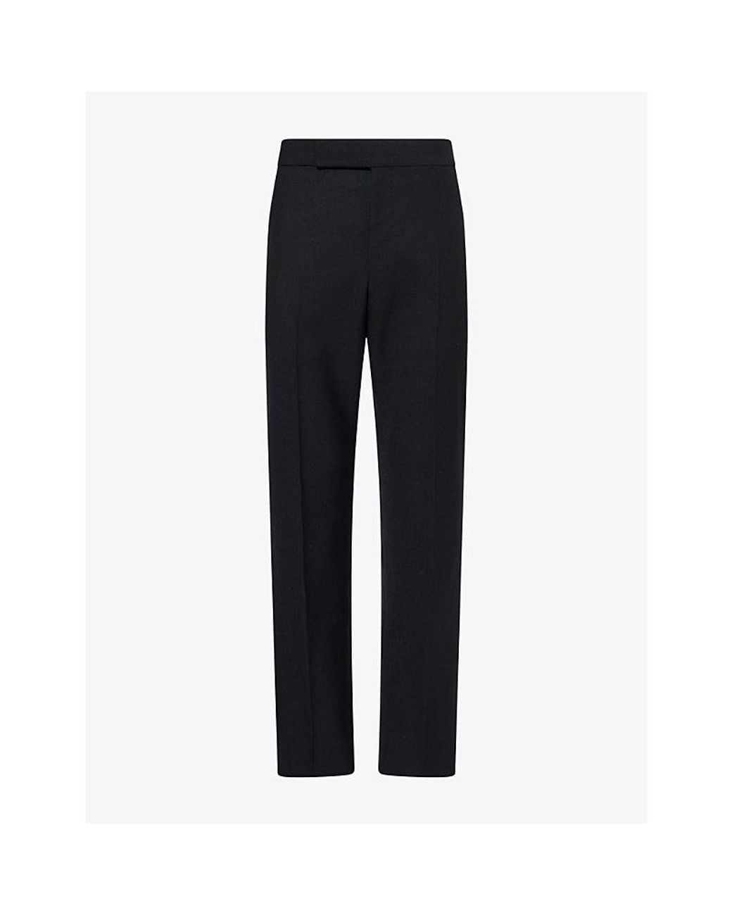 Tom Ford Black Tailored Straight-Leg Wool Trousers for men