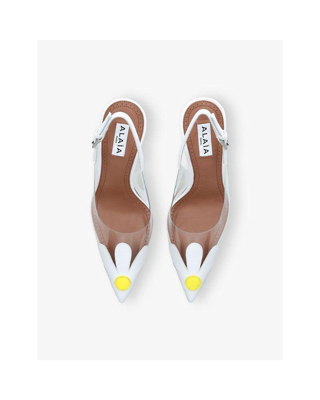 Alaïa White Bloom 90 Slingback Leather Heels